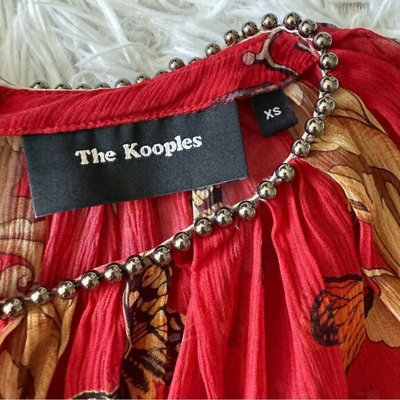 The Kooples 100% Silk Red Royal Butterfly Ruffle Dress Size XS - Picture 6 of 8